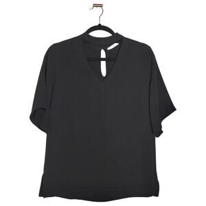 Triangle Cutout Black Blouse Flowy Sleeves Size Medium